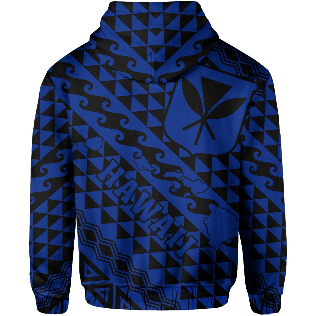 Hawaii Hoodie King Kakau Kanaka Blue - Polynesian Pride