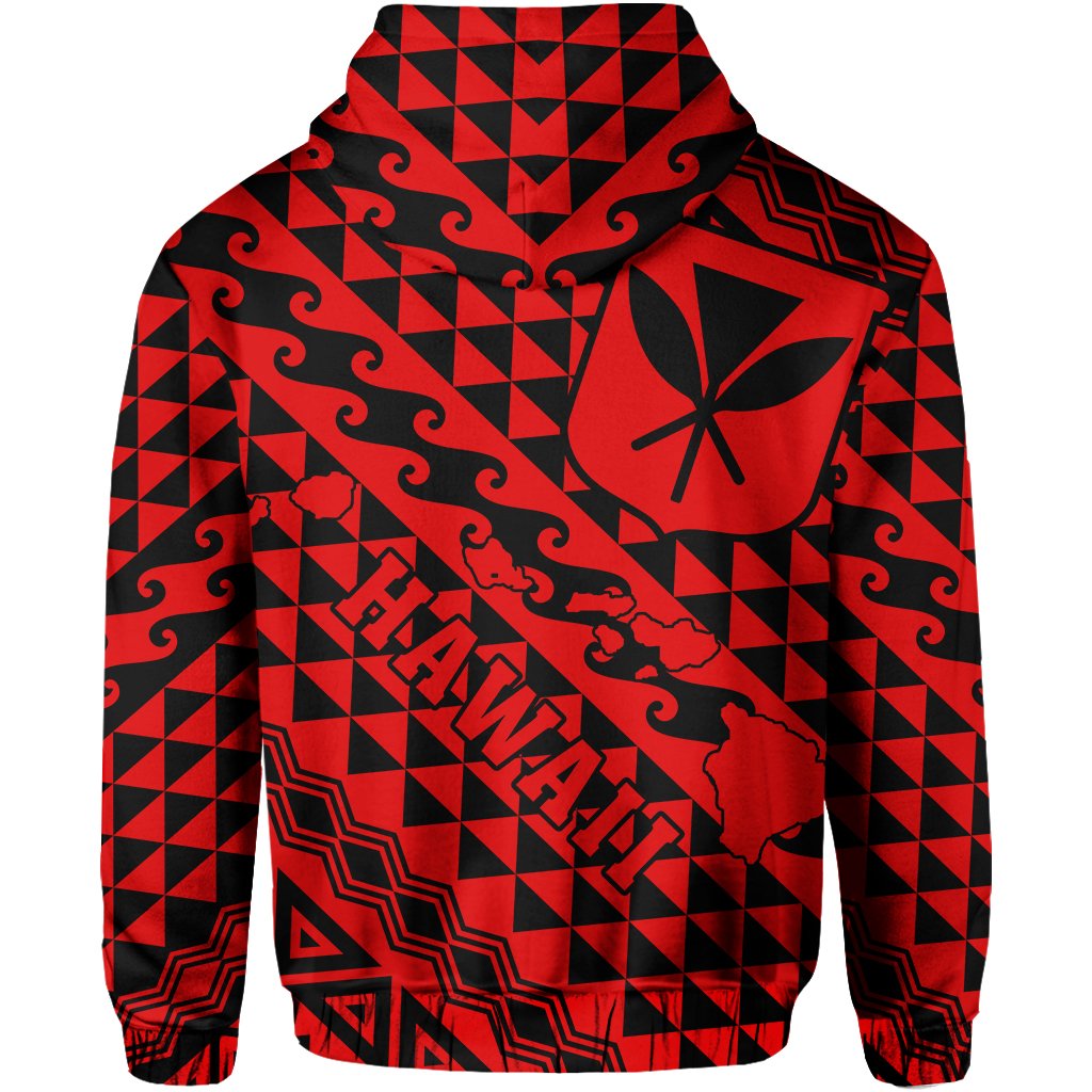 Hawaii Hoodie King Kakau Kanaka Red - Polynesian Pride