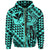 Hawaii Hoodie (Zip) King Kakau Kanaka Turquoise - Polynesian Pride