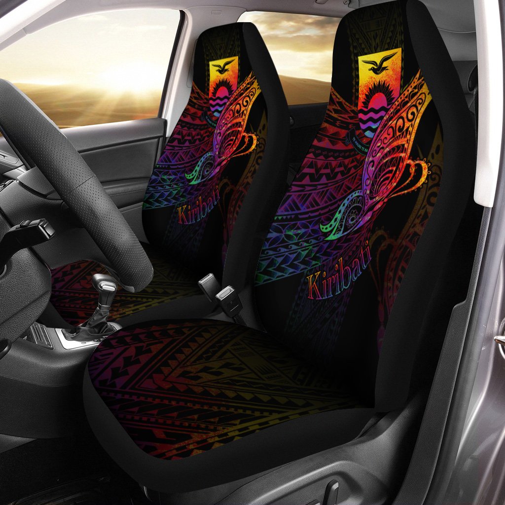 Kiribati Car Seat Cover - Butterfly Polynesian Style Universal Fit Black - Polynesian Pride