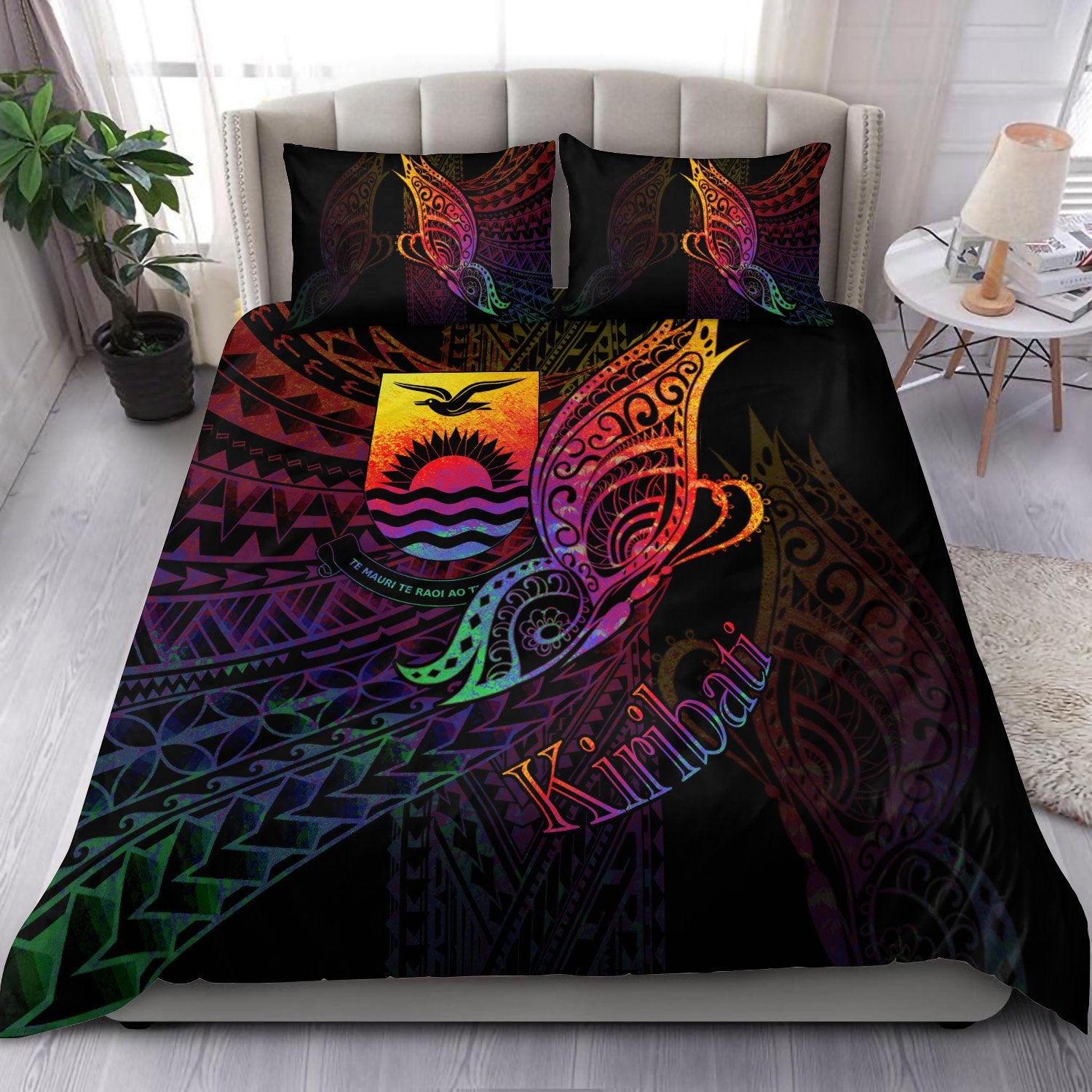 Kiribati Bedding Set - Butterfly Polynesian Style Black - Polynesian Pride