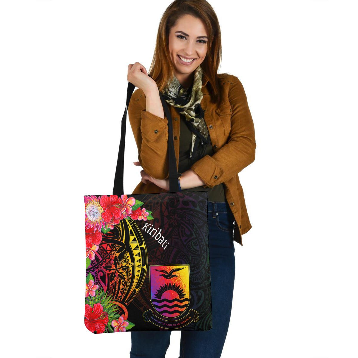 Kiribati Tote Bag - Tropical Hippie Style Tote Bag One Size Black - Polynesian Pride