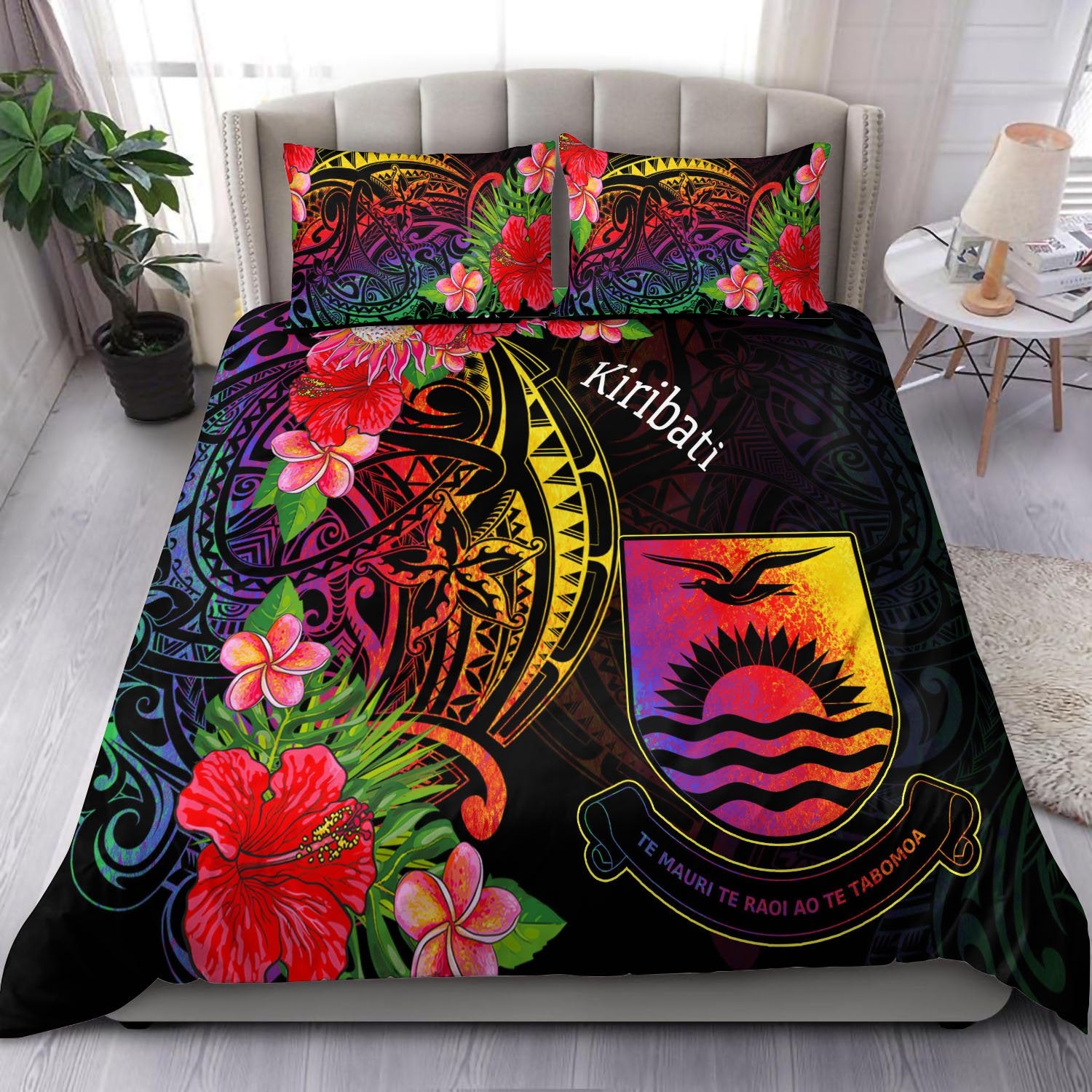 Kiribati Bedding Set - Tropical Hippie Style Black - Polynesian Pride