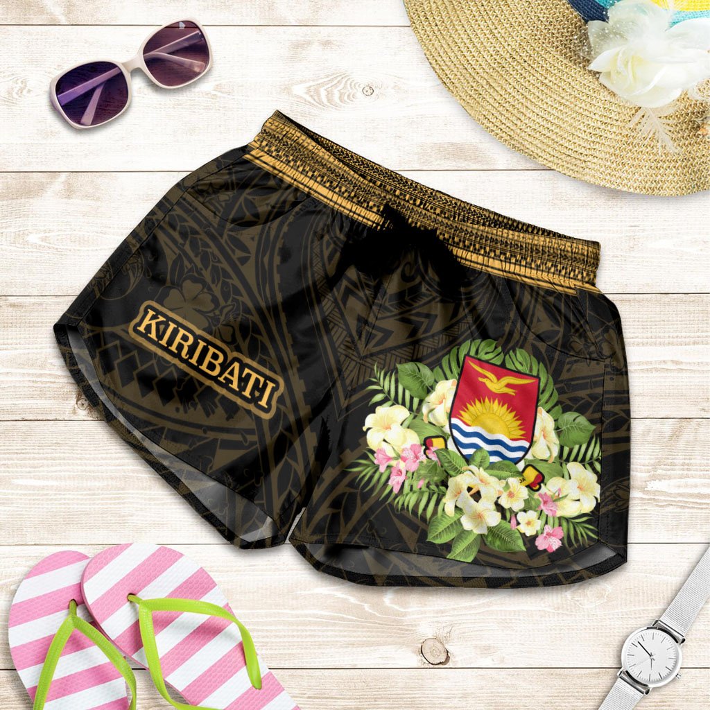 Kiribati Women's Shorts - Polynesian Gold Patterns Collection Women Black - Polynesian Pride