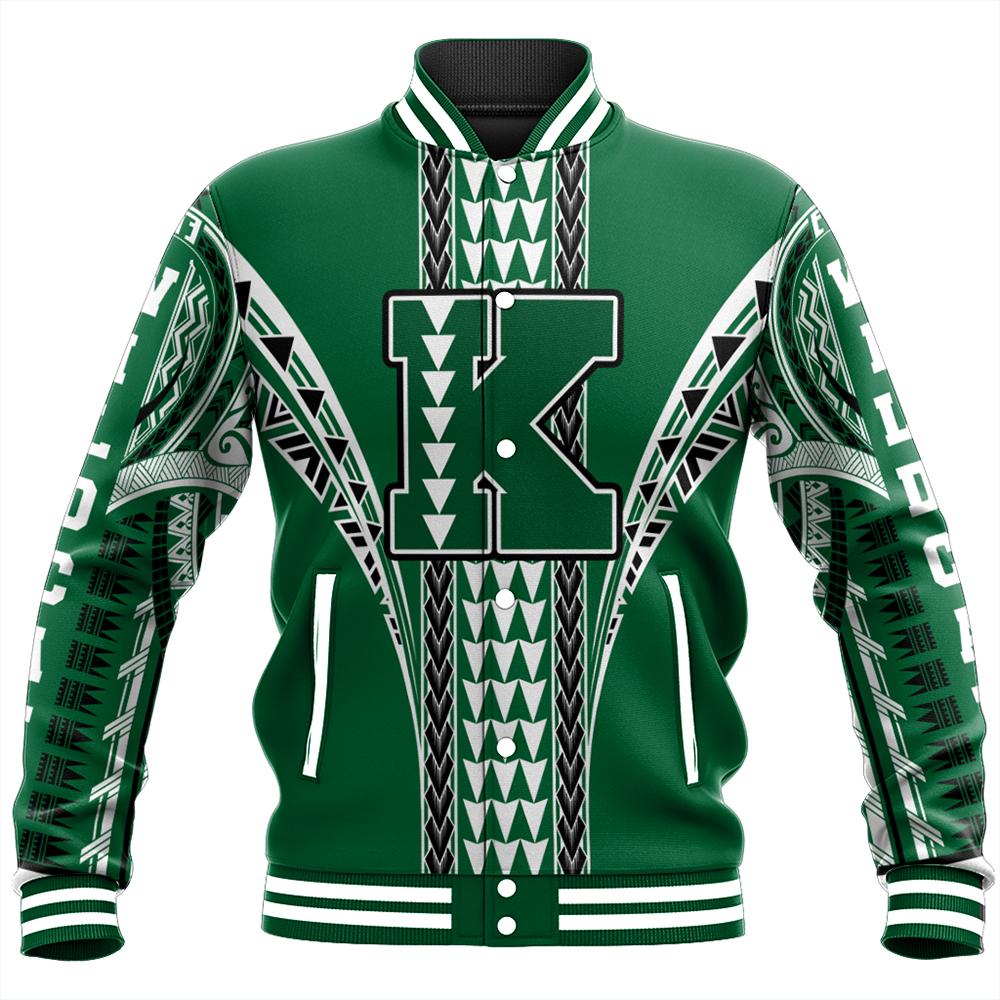 Hawaii Baseball Jacket - Konawaena High Baseball Jacket - AH Unisex Green - Polynesian Pride