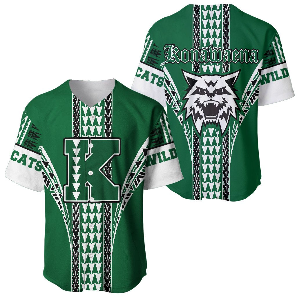 Hawaii Baseball Jersey - Konawaena High Baseball Jersey Shirt AH Green - Polynesian Pride