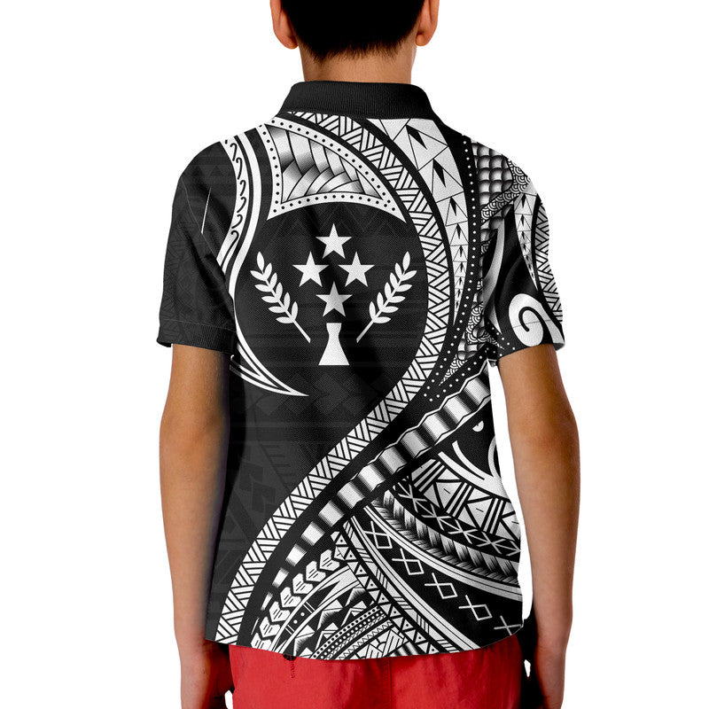 Kosrae Polo Shirt Federated States of Micronesia Black Wave Style LT9 - Polynesian Pride