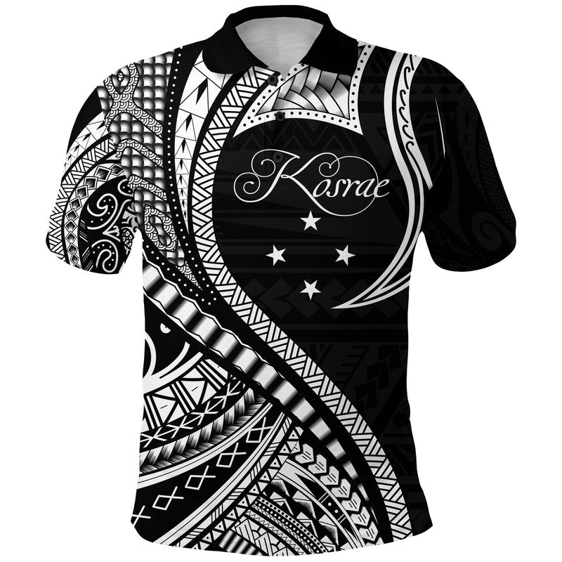 Kosrae Polo Shirt Federated States of Micronesia Black Wave Style LT9 Adult Black - Polynesian Pride