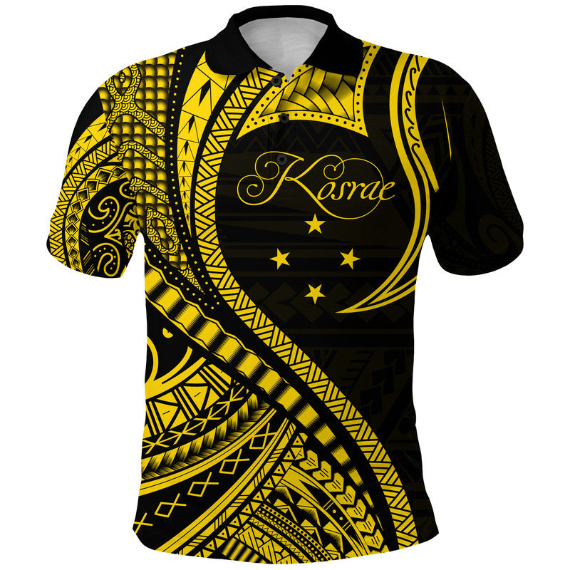 Kosrae Polo Shirt Federated States of Micronesia Gold Wave Style LT9 Adult Gold - Polynesian Pride