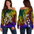 Kosrae Custom Personalised Women's Off Shoulder Sweater - Rainbow Polynesian Pattern Rainbow - Polynesian Pride