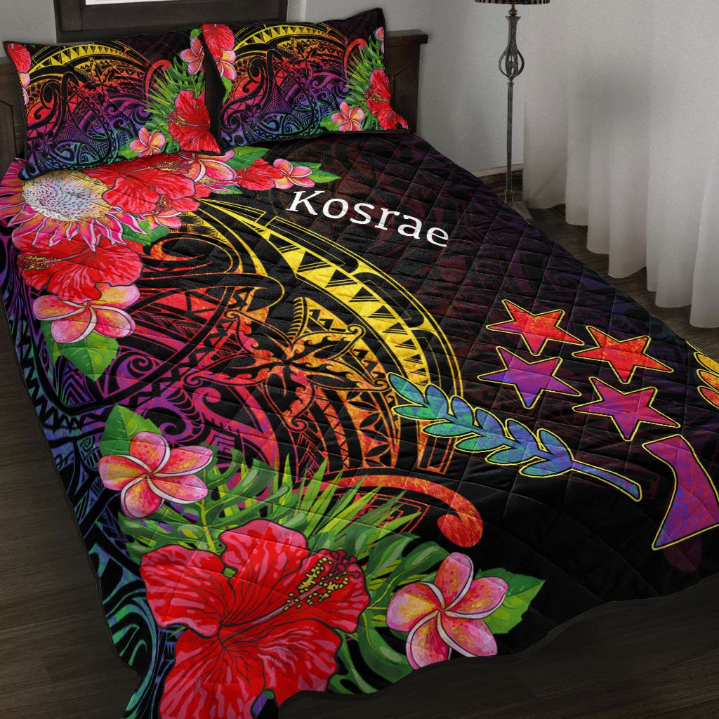 Kosrae State Quilt Bed Set - Tropical Hippie Style Black - Polynesian Pride