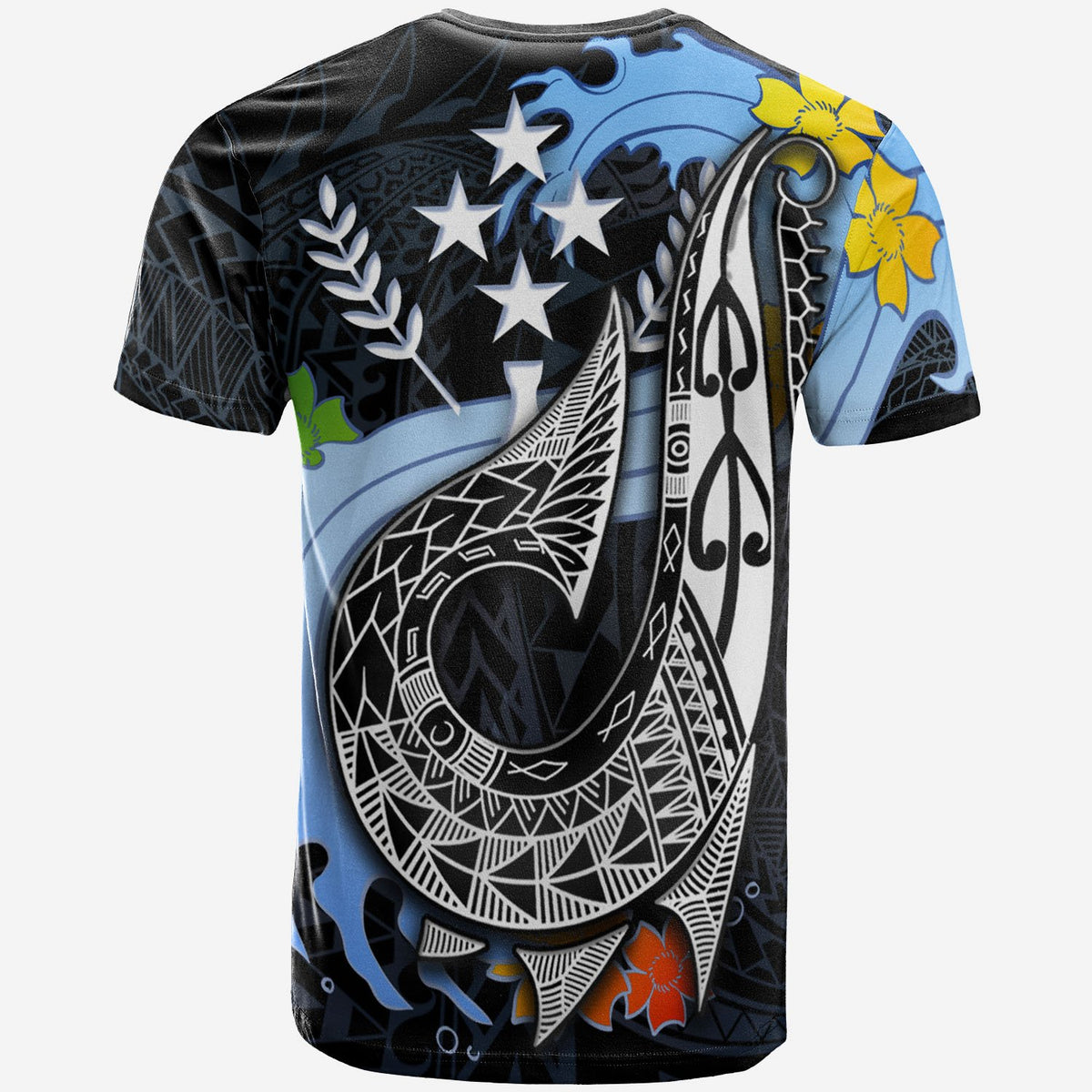 Kosrae State T Shirt Fish Hooks And Wave - Polynesian Pride