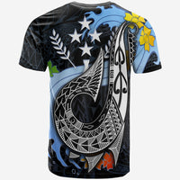 Kosrae State Custom T Shirt Fish Hooks And Wave - Polynesian Pride
