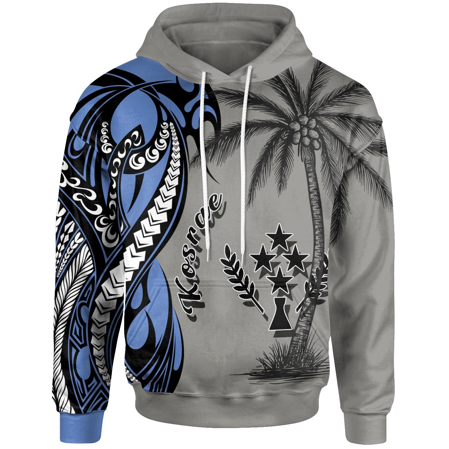 Kosrae Hoodie Classical Coconut Tree Unisex Gray - Polynesian Pride