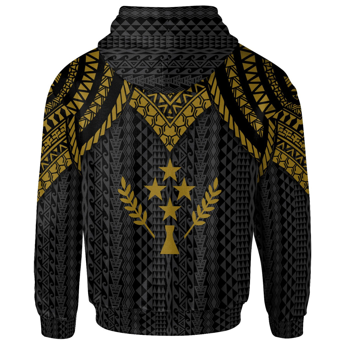 Kosrae Custom Zip up Hoodie Polynesian Armor Style Gold - Polynesian Pride