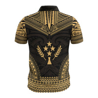 Kosrae Custom Polo Shirt Kosrae Flag Polynesian Chief Tattoo Gold Version - Polynesian Pride