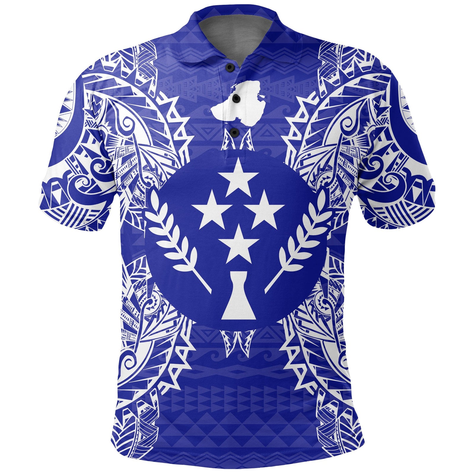 Kosrae Polo Shirt Kosrae Flag Map Polynesian Tattoo Blue Unisex Blue - Polynesian Pride