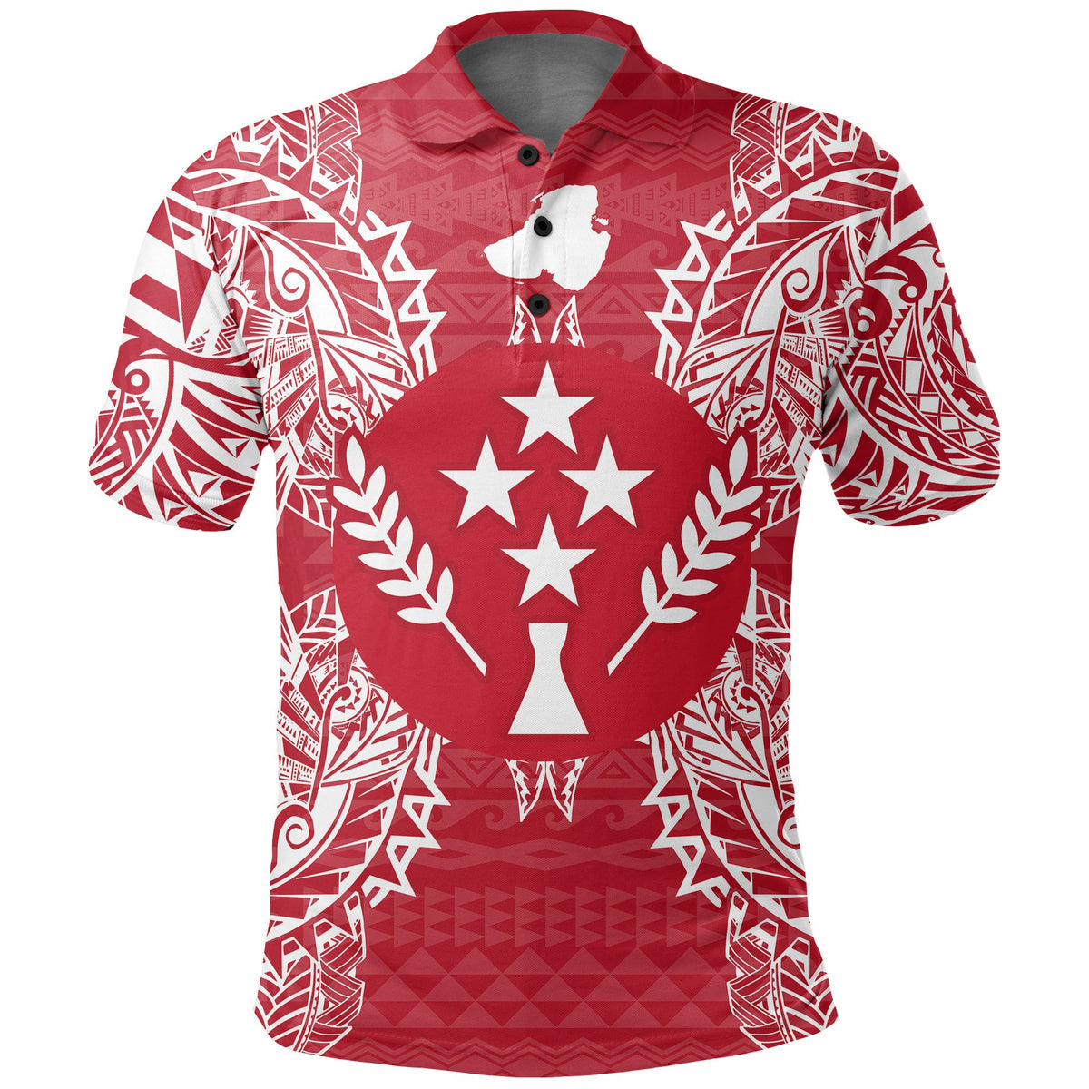 Kosrae Polo Shirt Kosrae Flag Map Polynesian Tattoo Red White Unisex Red - Polynesian Pride