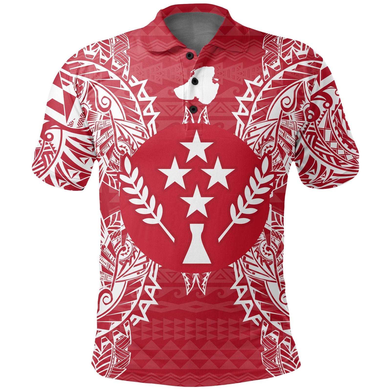 Kosrae Polo Shirt Kosrae Flag Map Polynesian Tattoo Red White Unisex Red - Polynesian Pride