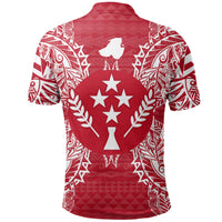 Kosrae Polo Shirt Kosrae Flag Map Polynesian Tattoo Red White - Polynesian Pride