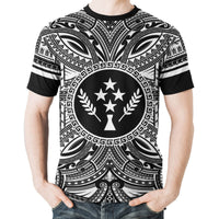 Kosrae All T Shirt Kosrae Coat Of Arms Polynesian White Black - Polynesian Pride
