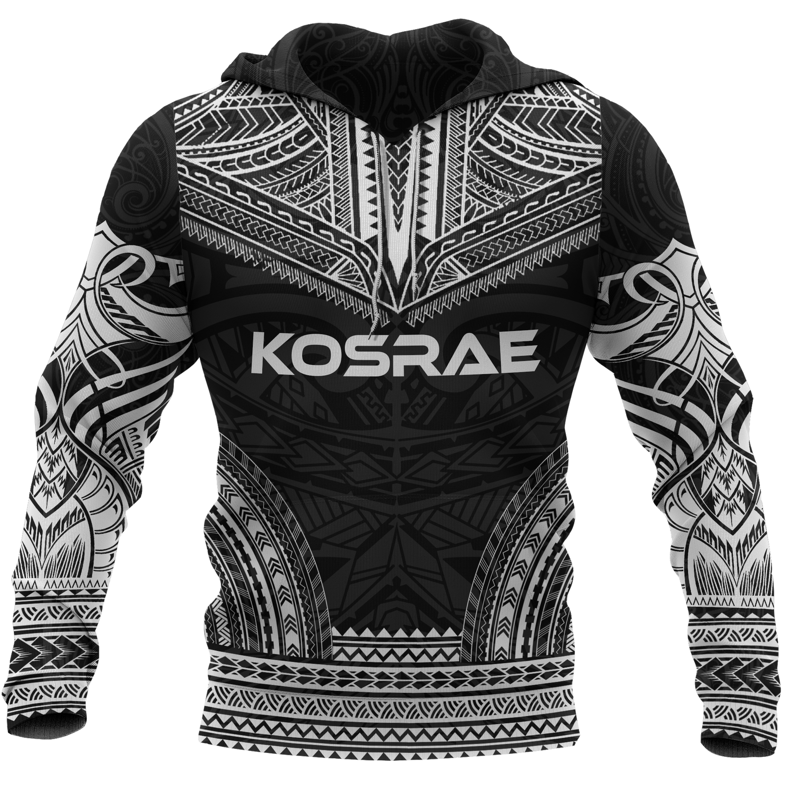 Kosrae Polynesian Chief Hoodie Black Version Unisex Black - Polynesian Pride