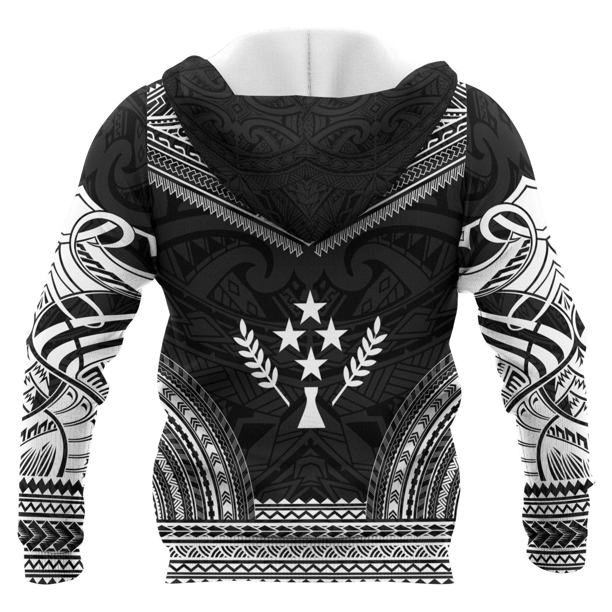 Kosrae Polynesian Chief Custom Zip up Hoodie Black Version Unisex Black - Polynesian Pride