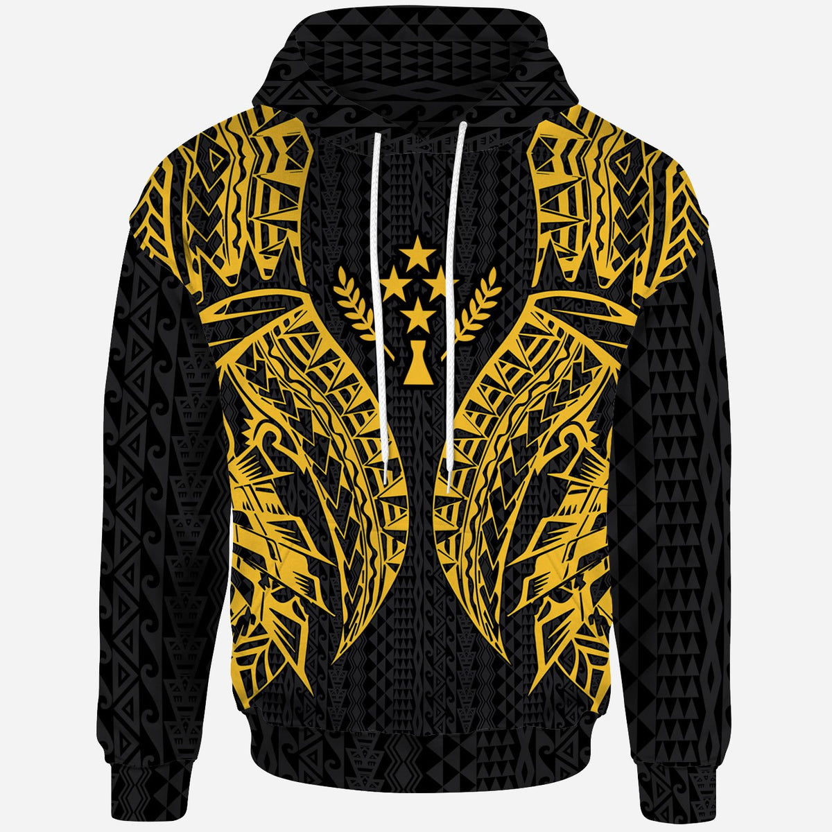 Kosrae Hoodie Micronesian Lion Head Gold Style Unisex Gold - Polynesian Pride