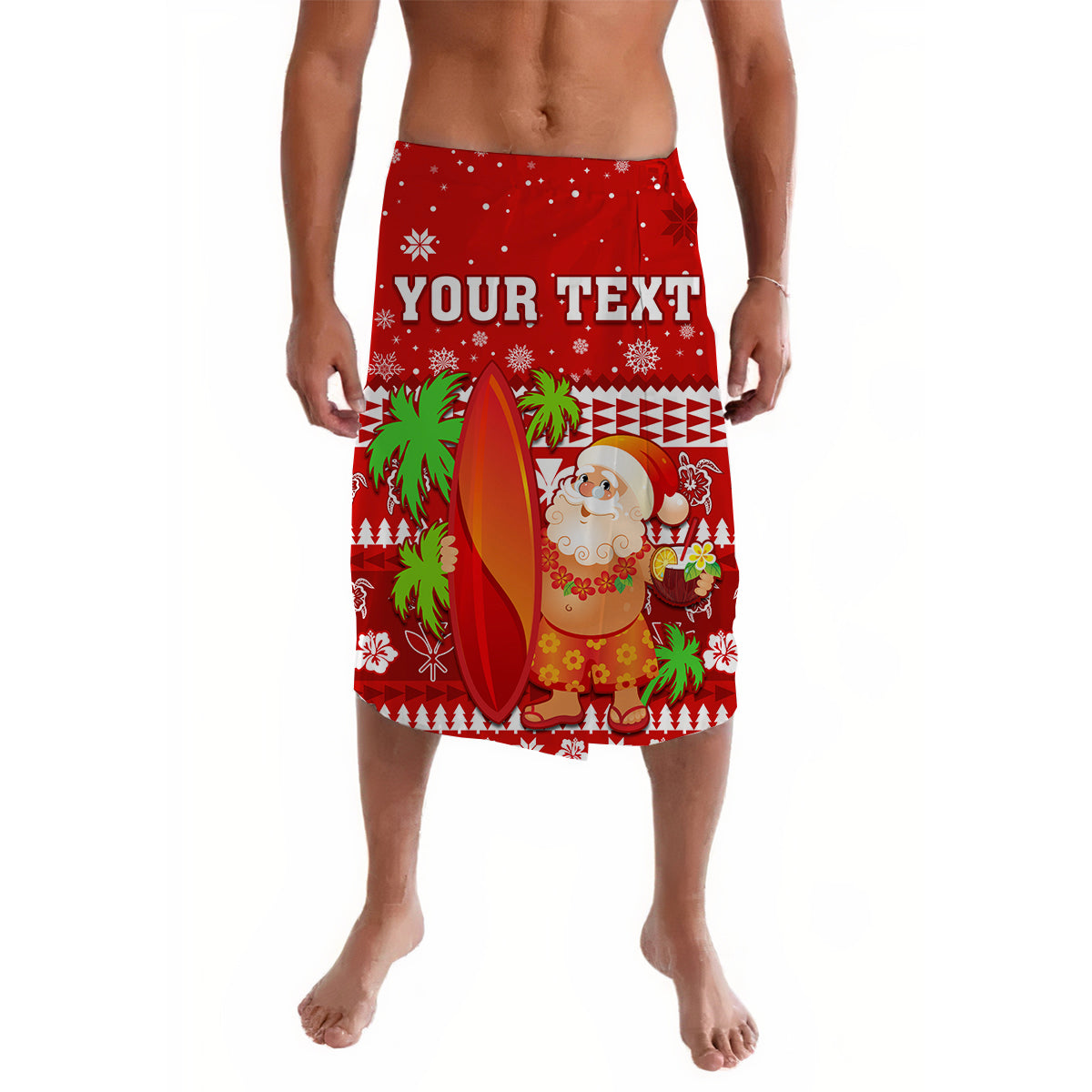 Custom Mele Kalikimaka Lavalava Santa Claus Hawaii Christmas LT13 Red - Polynesian Pride