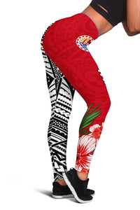 Tahiti Islands Leggings Polynesian Shark Mix Tropical Flowers Ver.02 LT14 - Polynesian Pride