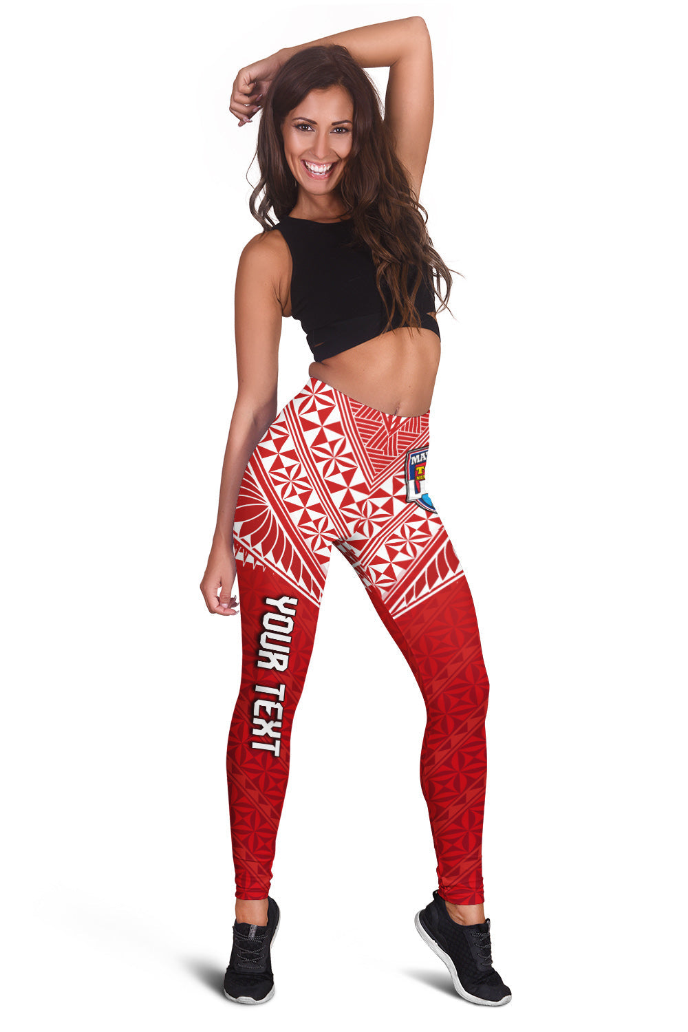 (Custom Personalised) Tonga Rugby MMT Women Leggings Ngatu Mate Maa Tonga Special LT13 Red - Polynesian Pride