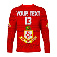 (Custom Text and Number) Kolisi Tonga College Atele Long Sleeve Shirt 140 Years Anniversary Tongan Ngatu LT13 - Polynesian Pride