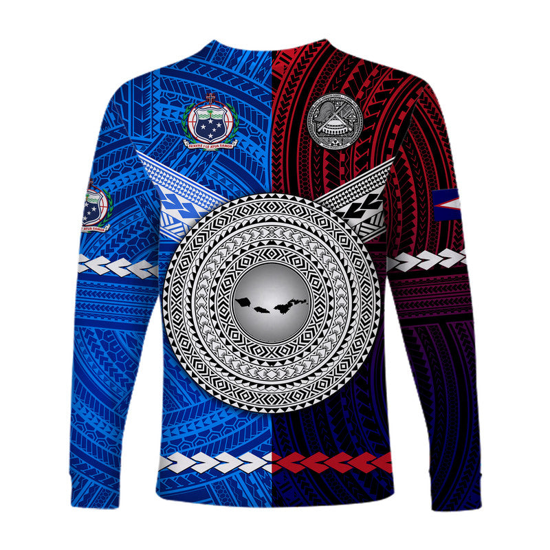 American Samoa And Western Samoa Long Sleeve T Shirt Together LT8 - Polynesian Pride