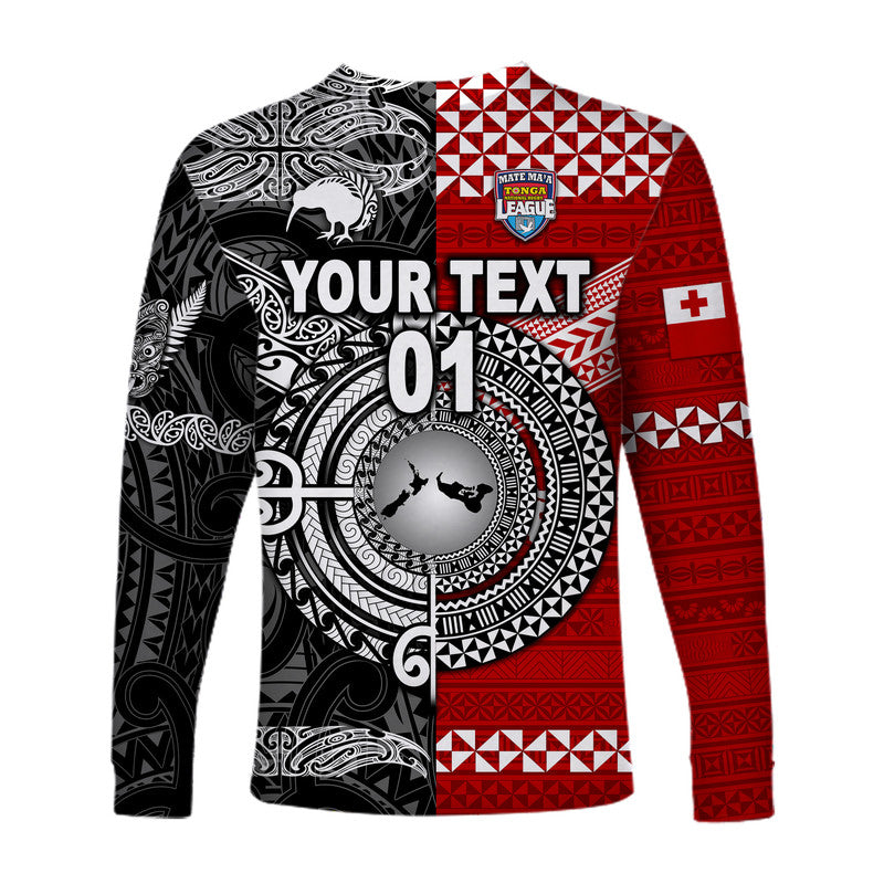 (Custom Personalised) Mate Ma'a Tonga Ngatu And New Zealand Maori All Black Aboriginal Long Sleeve Shirt Rugby Together LT8 - Polynesian Pride