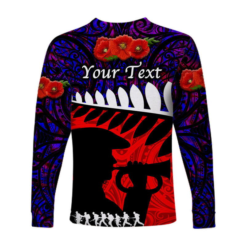 (Custom Personalised) New Zealand Maori ANZAC Long Sleeve Shirt Remembrance Soldier - Purple LT8 - Polynesian Pride