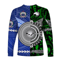 Samoa And New Zealand Long Sleeve Shirt Together - Green LT8 - Polynesian Pride