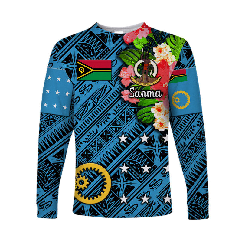 Vanuatu Sanma Long Sleeve Shirt Independence Be Proud LT8 Unisex Blue - Polynesian Pride