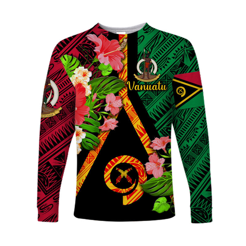 Vanuatu Long Sleeve Shirt Independence Be Proud Vanuatu Flag LT8 Unisex Black - Polynesian Pride