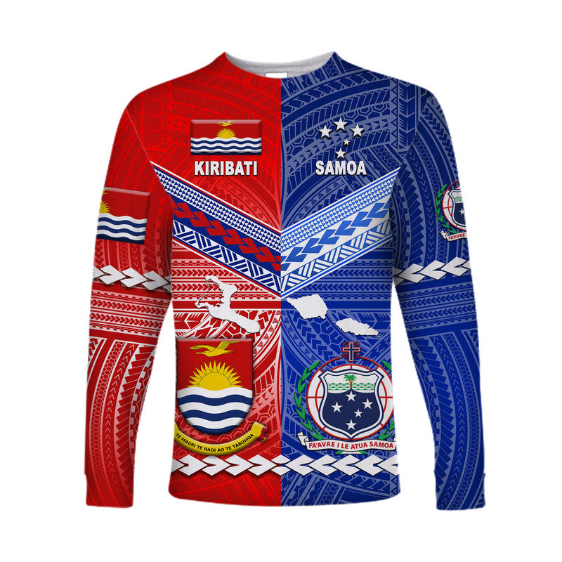 Samoa And Kiribati Long Sleeve Shirt Together LT8 Unisex Blue - Polynesian Pride