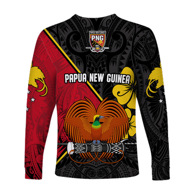 The Kumuls PNG Long Sleeve Shirt Papua New Guinea Polynesian Dynamic Style Black LT14 - Polynesian Pride