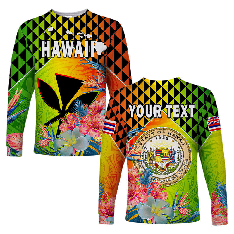 (Custom Personalised) Hawaii Long Sleeve Shirt Hawaiian Tribal Kanaka Maoli Hibiscus LT14 Unisex Reggae - Polynesian Pride