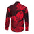 Guam Polynesian Hawaii Long Sleeve Button Shirt Tropical Flowers - Red LT8 - Polynesian Pride