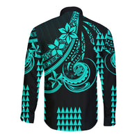 Kakau Hawaiian Polynesian Couples Matching Outfits Long Sleeve Dress And Long Sleeve Button Shirt Turquoise Green LT6 - Polynesian Pride