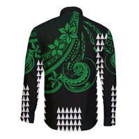 Kakau Hawaiian Polynesian Couples Matching Outfits Long Sleeve Dress And Long Sleeve Button Shirt Green LT6 - Polynesian Pride