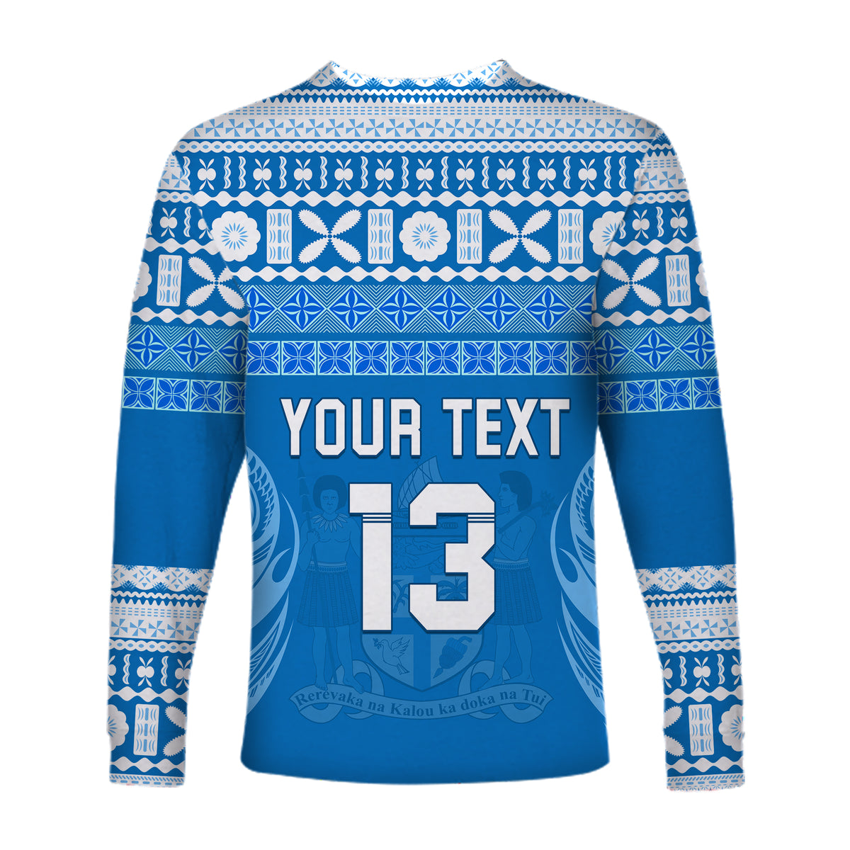 (Custom Text and Number) Bula Fiji Long Sleeve Shirt Tapa Pattern LT13 - Polynesian Pride