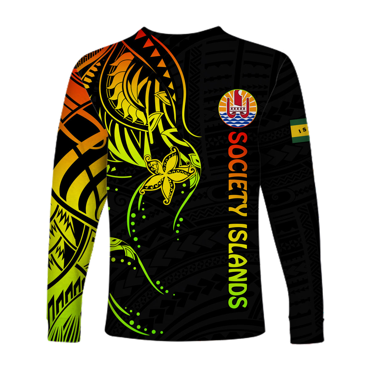 (Custom Personalised) Society Islands Long Sleeve Shirt Mix Pattern Leeward Islands French Polynesia LT13 - Polynesian Pride