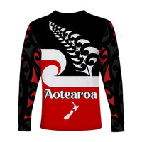 Waitangi Day Long Sleeve Shirt Maori Fern and Tino Rangatiratanga Flag LT13 - Polynesian Pride