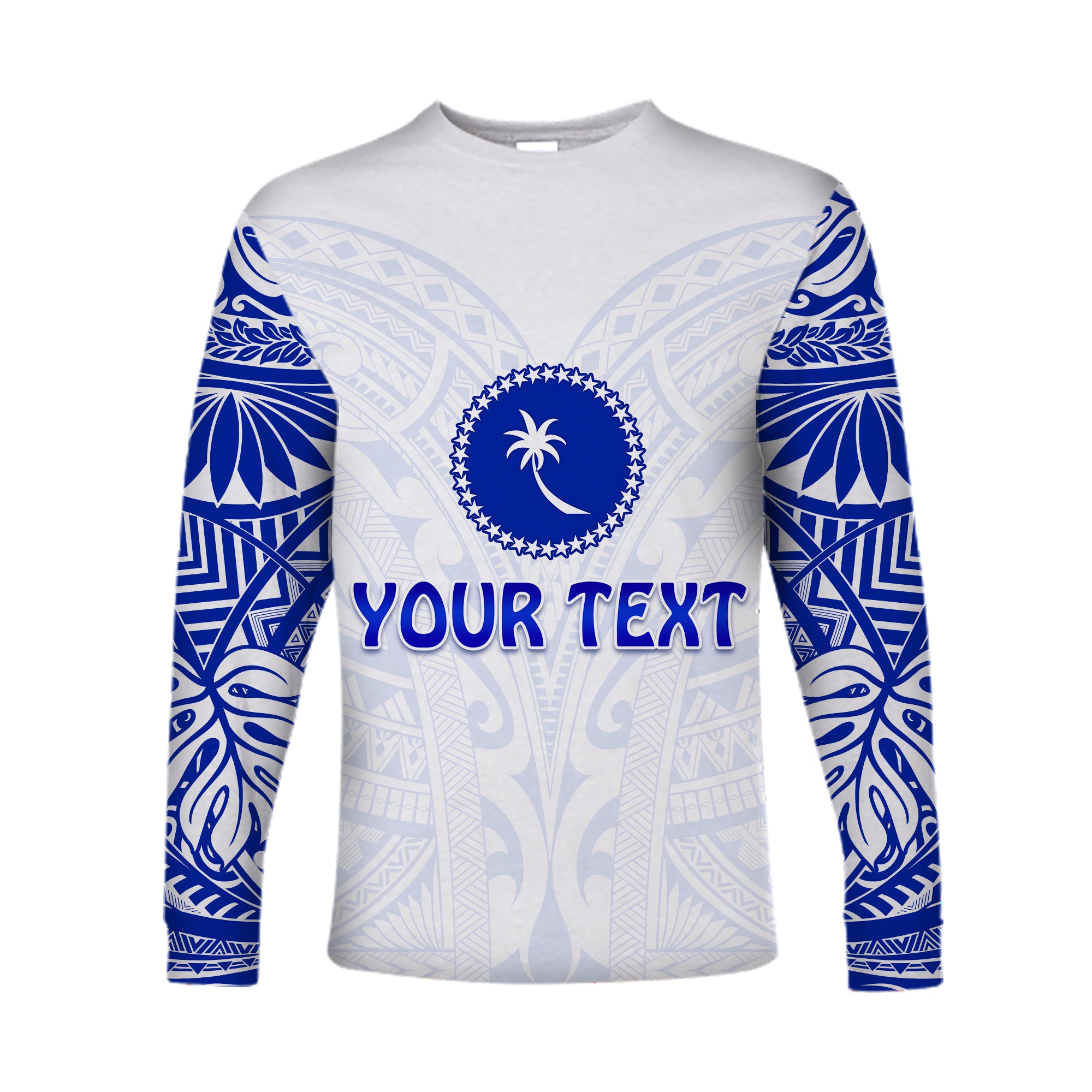 (Custom Personalised) Chuuk Long Sleeve Shirt Micronesia Simple Pattern White LT13 Unisex White - Polynesian Pride