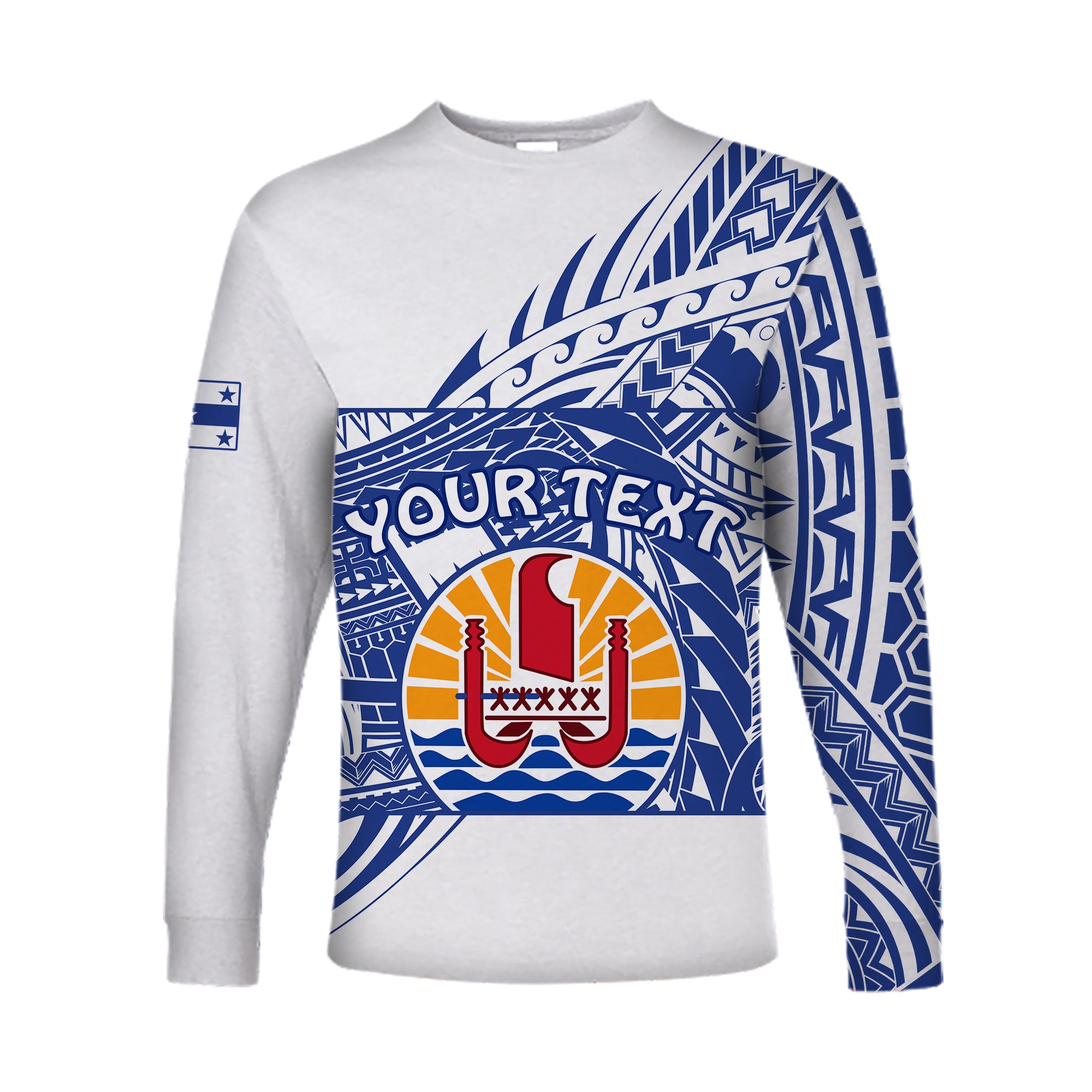 (Custom Personalised) Gambier Islands Long Sleeve Shirt Polynesian Pattern French Polynesia LT13 Unisex White - Polynesian Pride