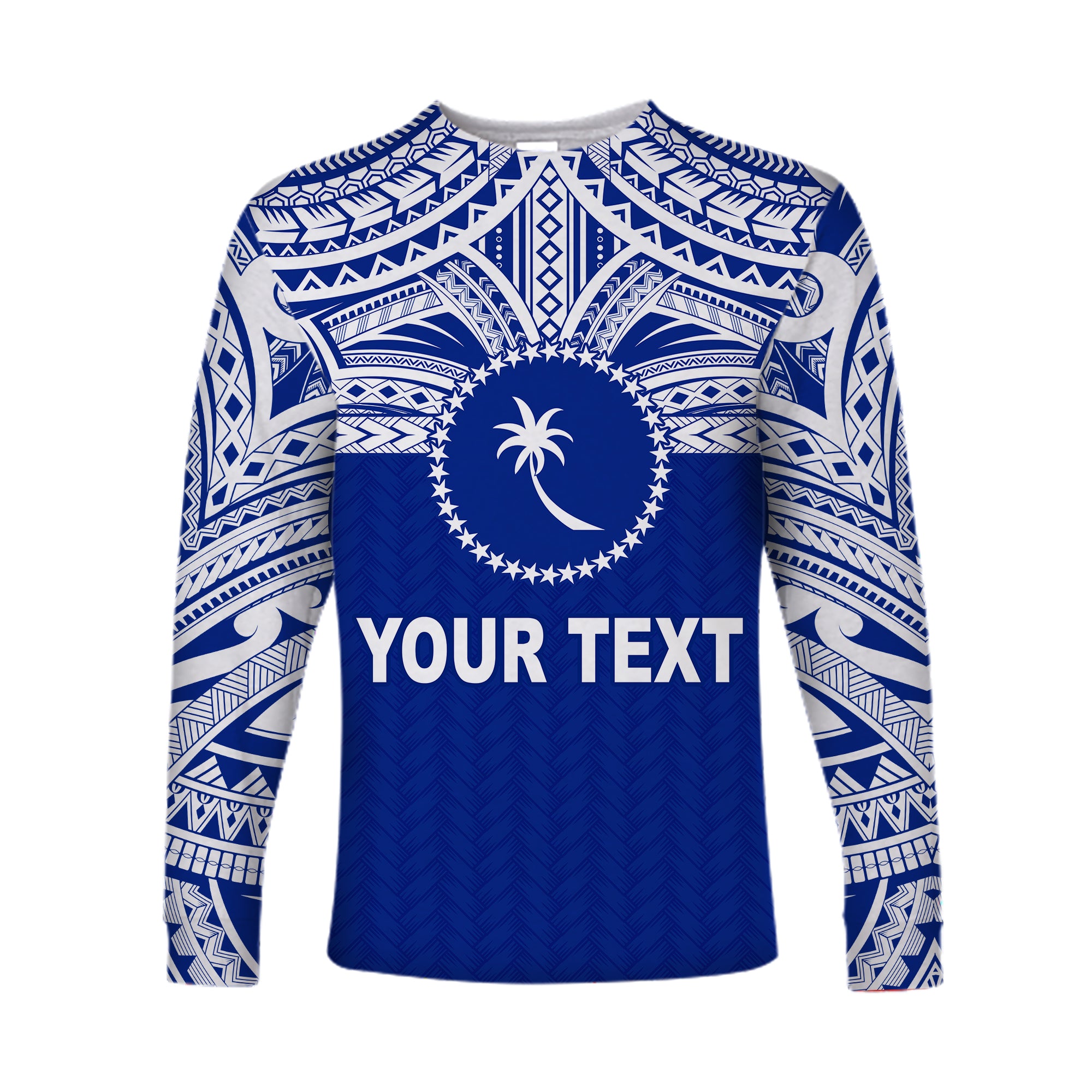 (Custom Personalised) Chuuk Flag Long Sleeve Shirt Micronesia Style Blue LT13 Unisex Blue - Polynesian Pride